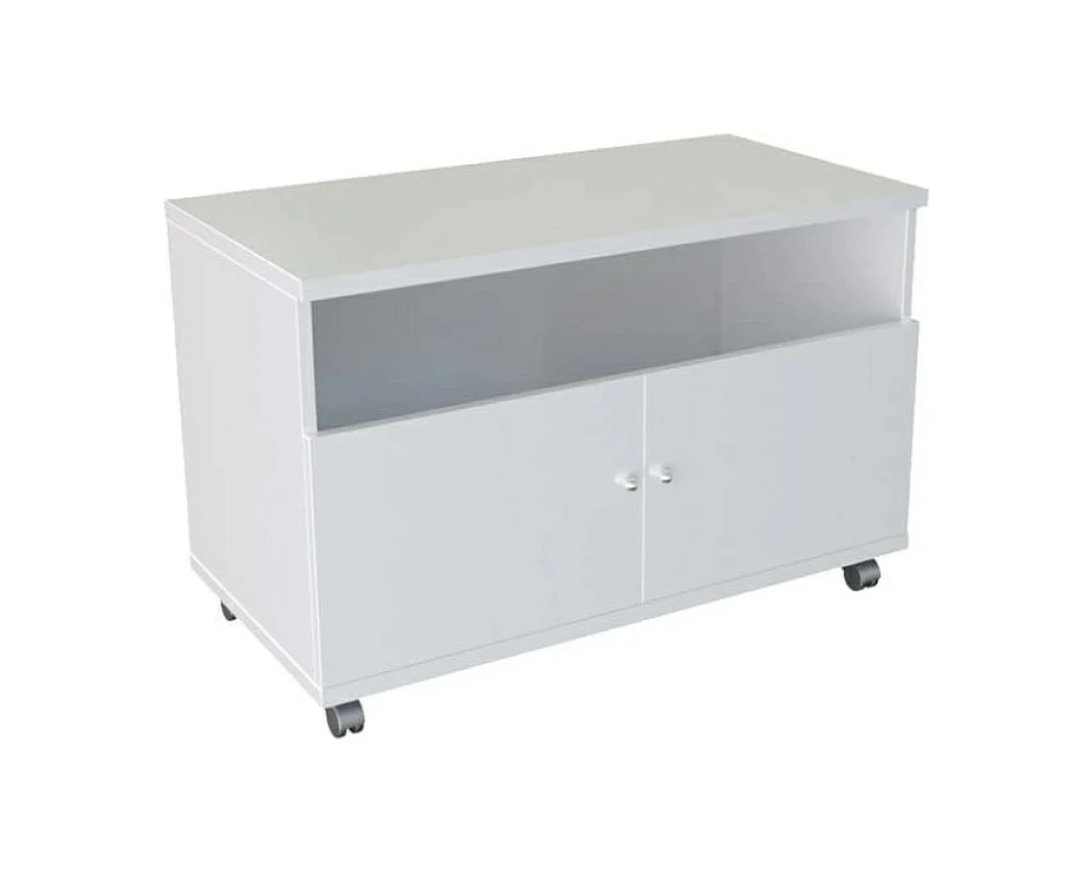 Тумба сервисная с нишей, ручка кнопка, колёса d40 Steel