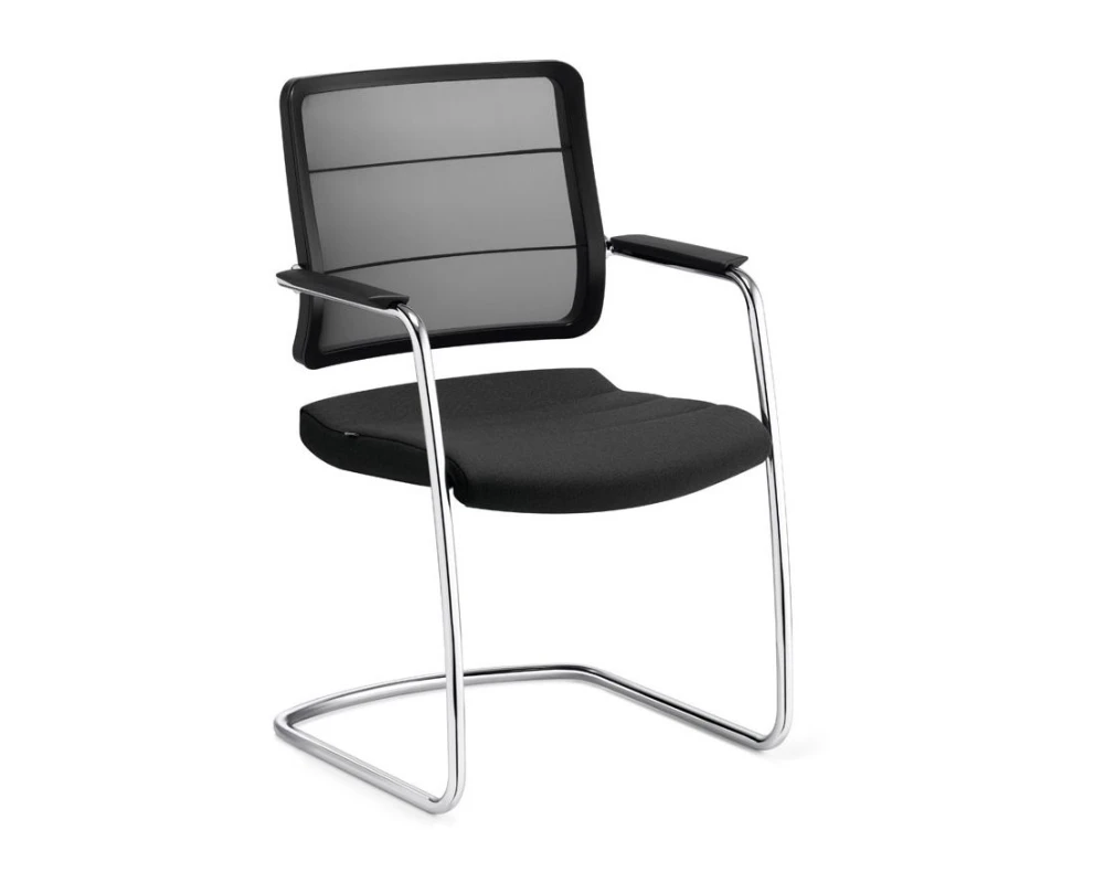 Кресло Air-Pad полозья Сетка/Кожа, Черный