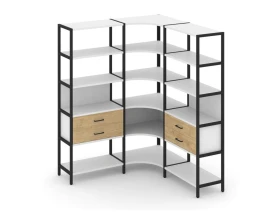 Трехсекционный угловой стеллаж пятиярусный с ящиками 1590х1590х1980 Шелф Систем / Shelf System images