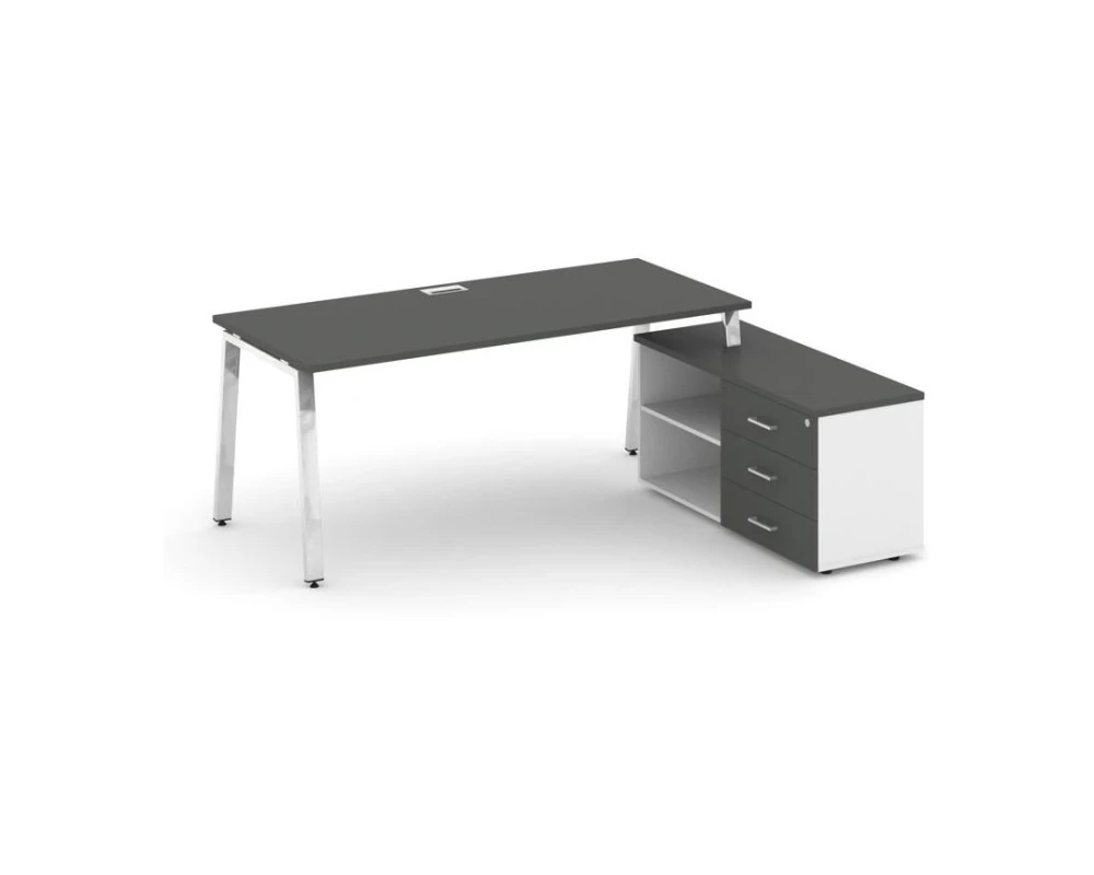 Стол письменный с греденцией правой на А-образном каркасе 1380x800x750 Стайл Проджект Директ Люкс / Style Project Direct Lux