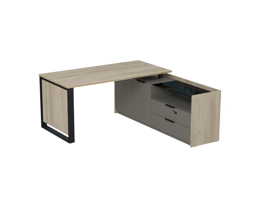 Стол рабочий на опорной двусост тумбе, с ящ (метаб), с код замком 1660x1768(800)x750 МАГНЕТИК / MAGNETIC