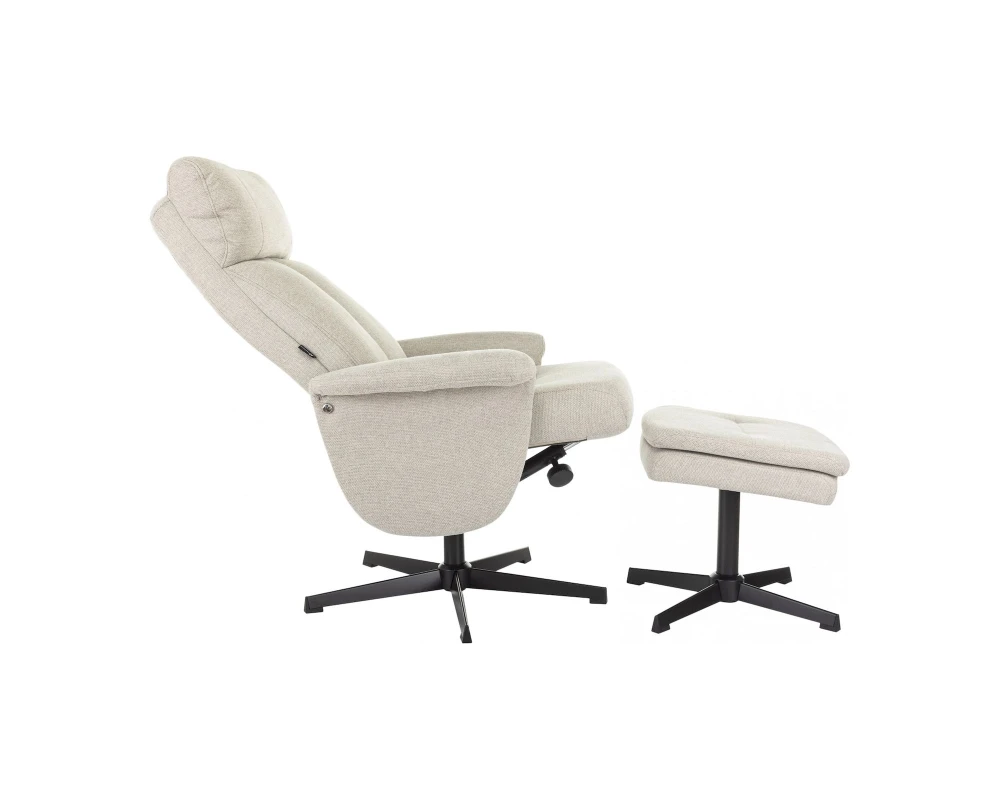 Кресло Бюрократ БАРОН / BARON с пуфом Ткань, Бежевый