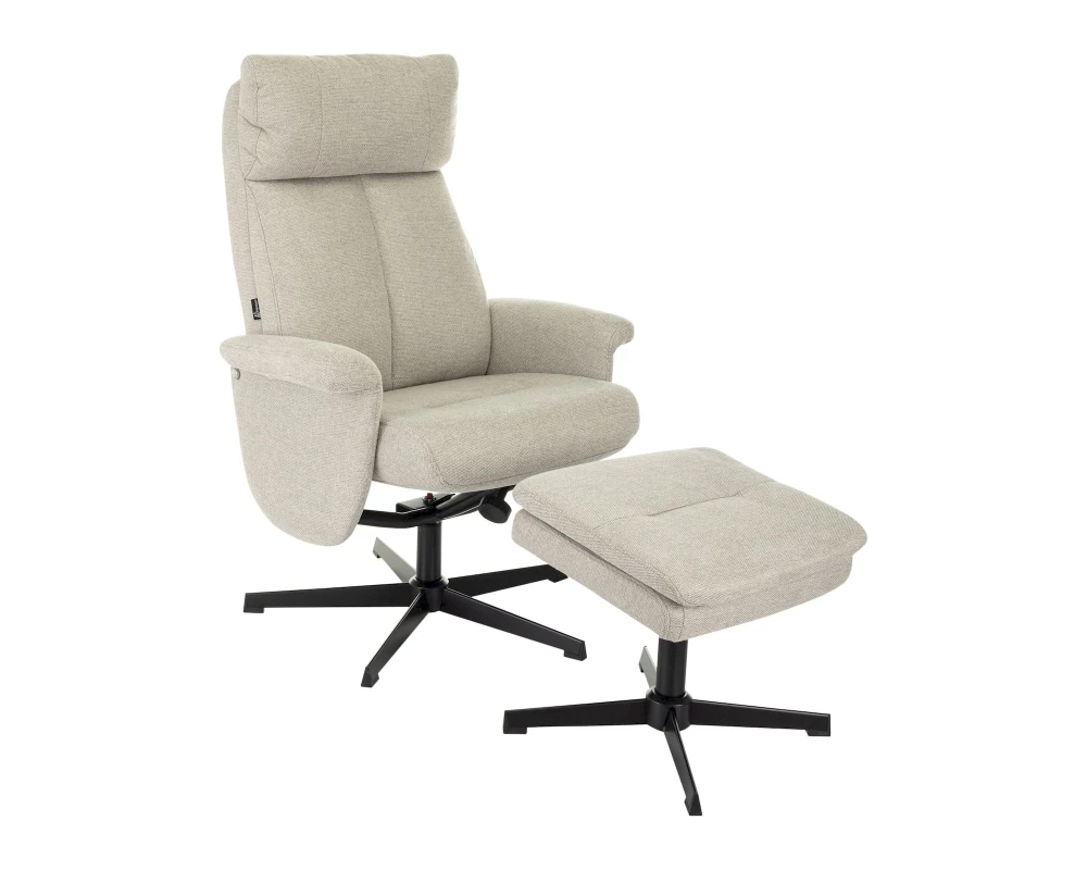 Кресло Бюрократ БАРОН / BARON с пуфом Ткань, Бежевый