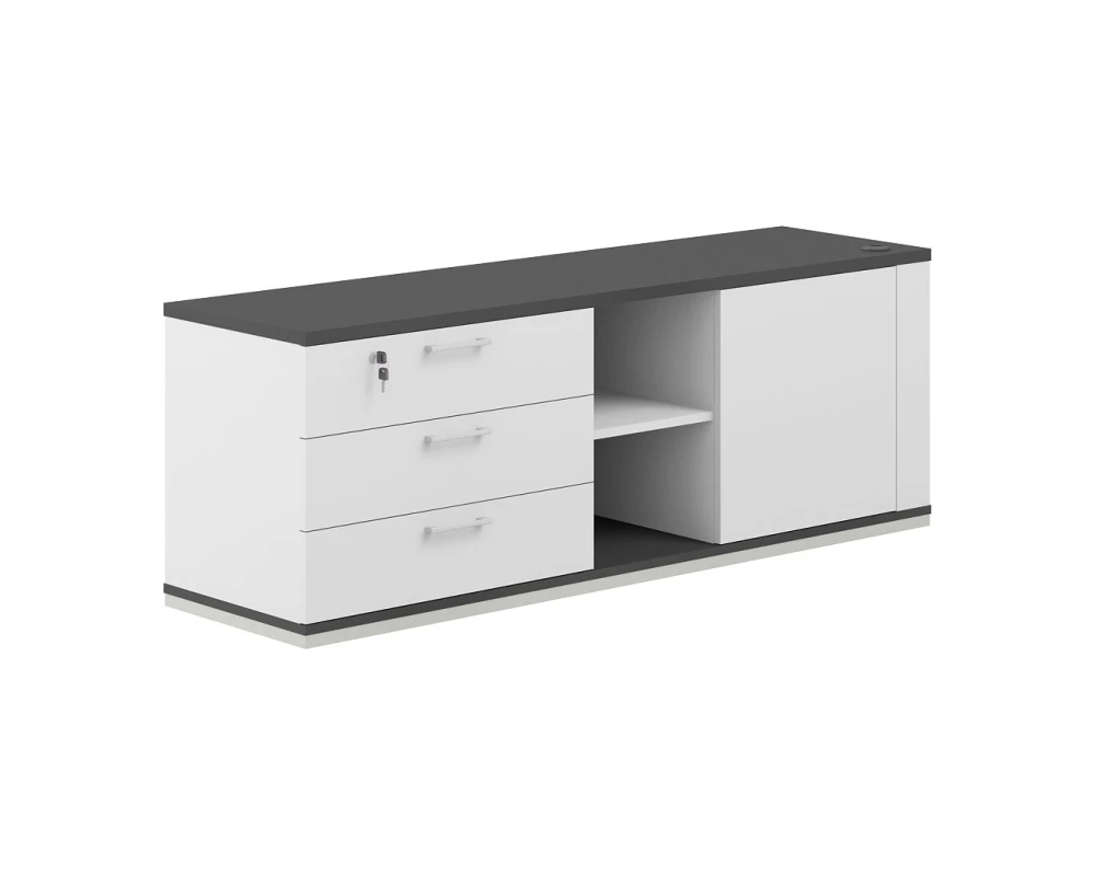 Тумба опорная 1638х450х580, левая Аллегро кабинет / Allegro cabinet Белый/Антрацит/Белый