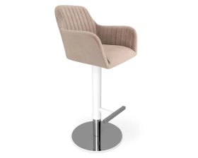 Стул барный SHT-ST38-1/S128 Велюр, Латте/Хром/Белый муар images