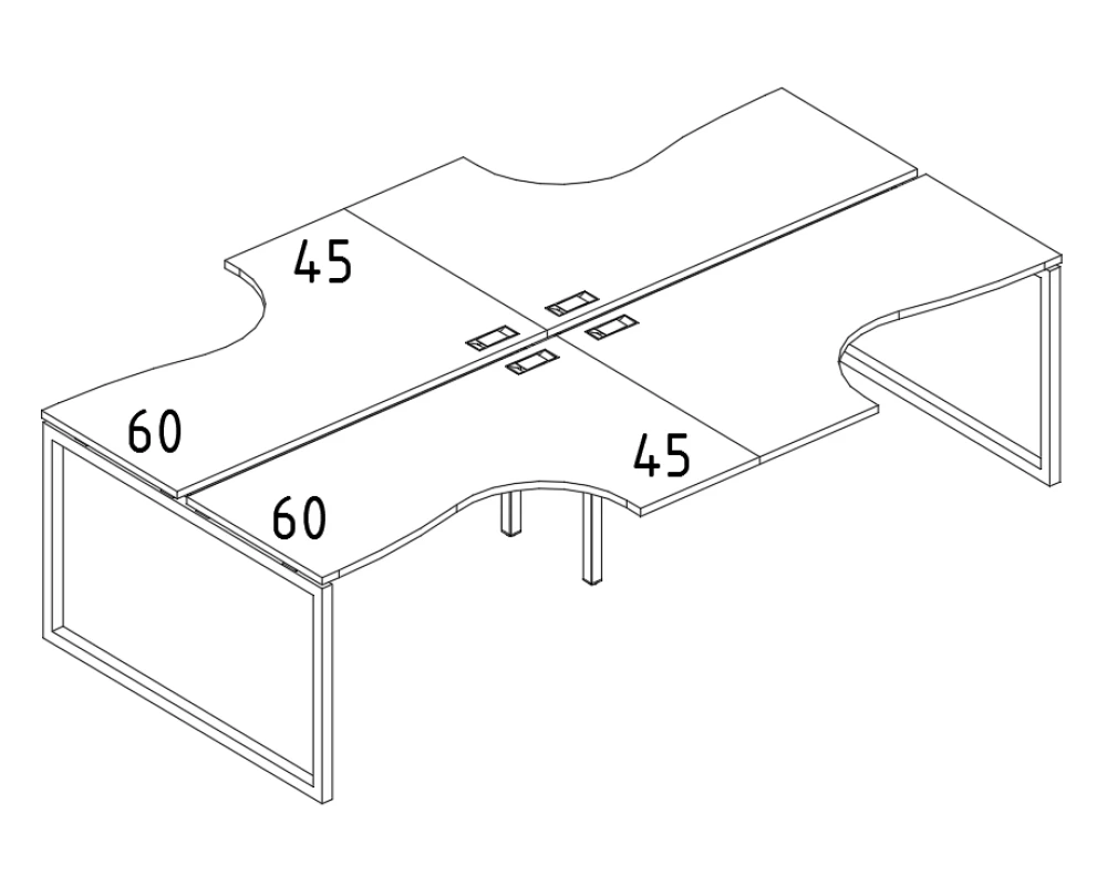 Рабочая станция со столами (4х140) Классика опоры QUATTRO A4.PRO