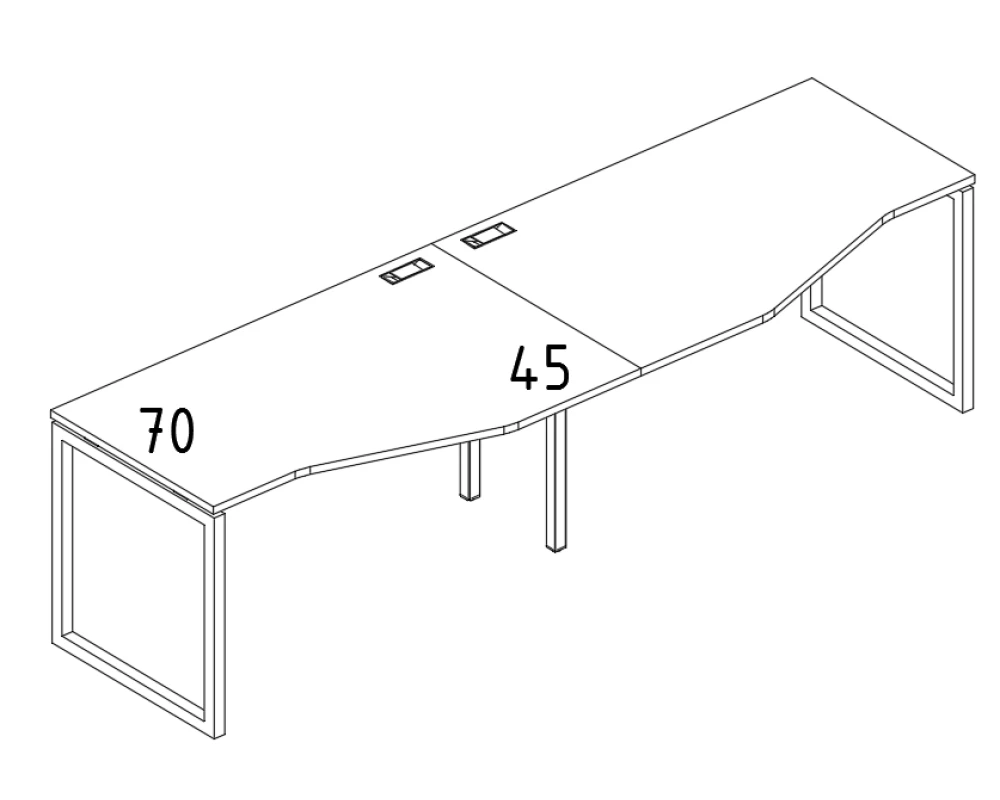 Рабочая станция столы (2х140) Техно эргономичные каркас QUATTRO A4.PRO